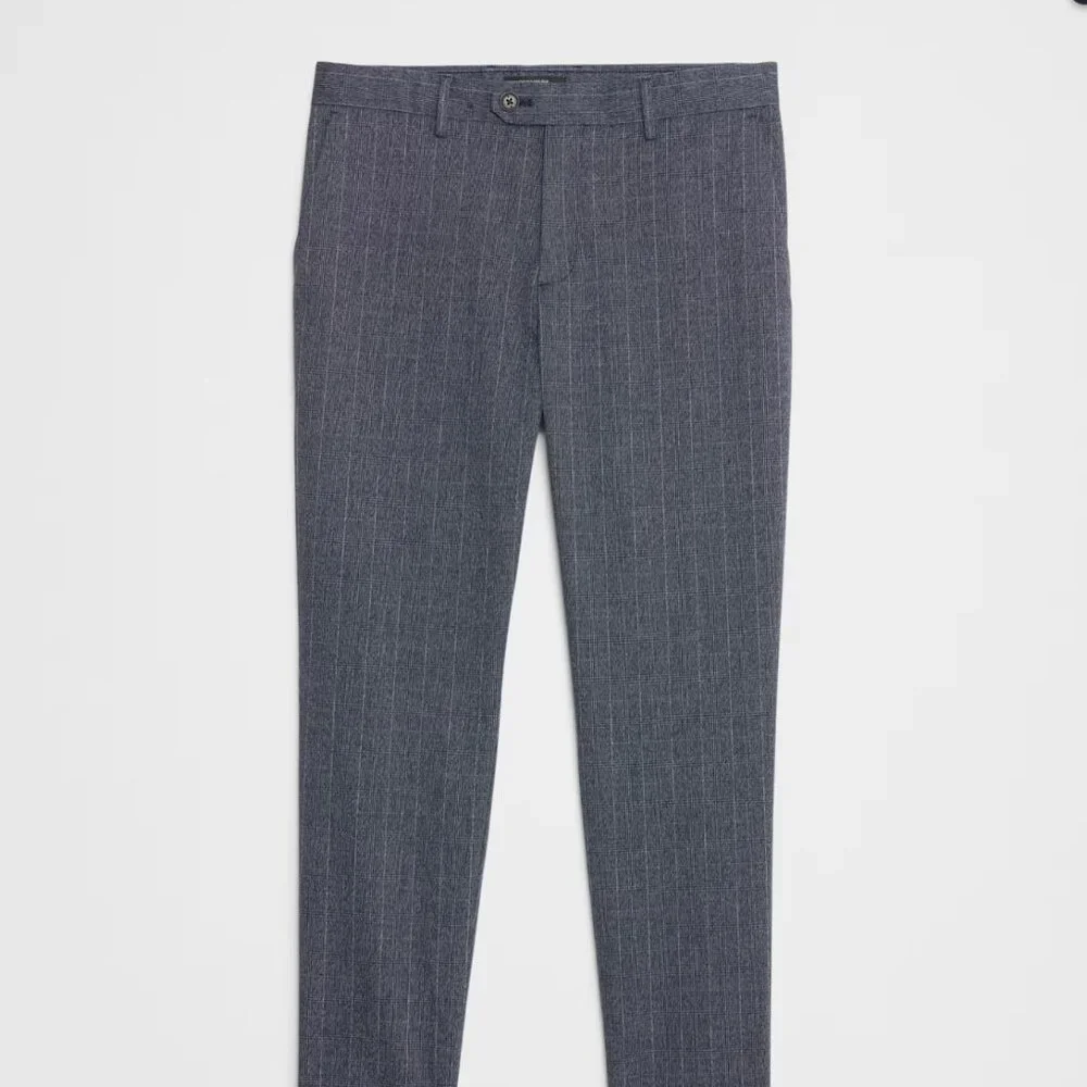 Banana Republic Factory Grayson Slim Tapered Pant, Glen Blue, 32x30 EUC
